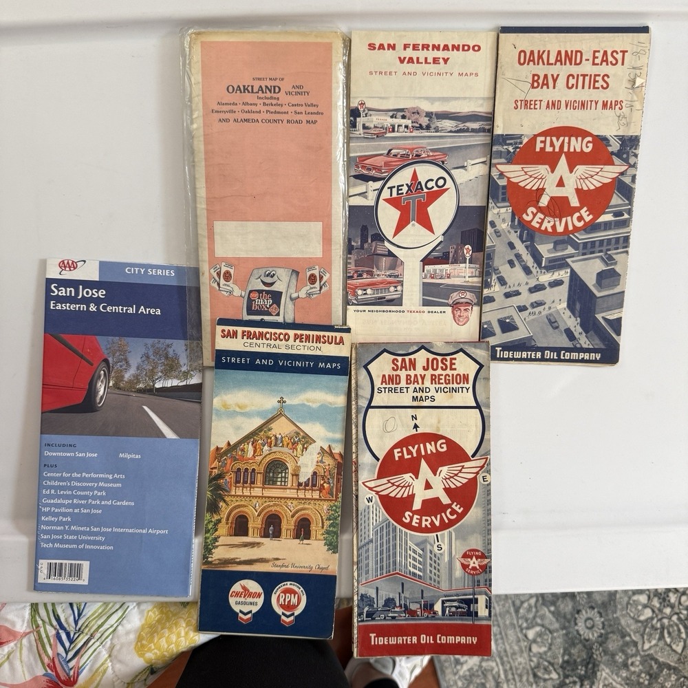 Vintage California Bay Area Road Maps Gas Station Flying J Texaco Lot Of 6
